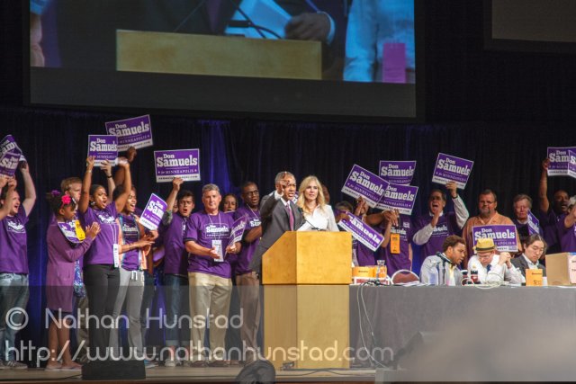 Mayoral candidate Don Samules at the 2013 Minneapolis DFL Conven